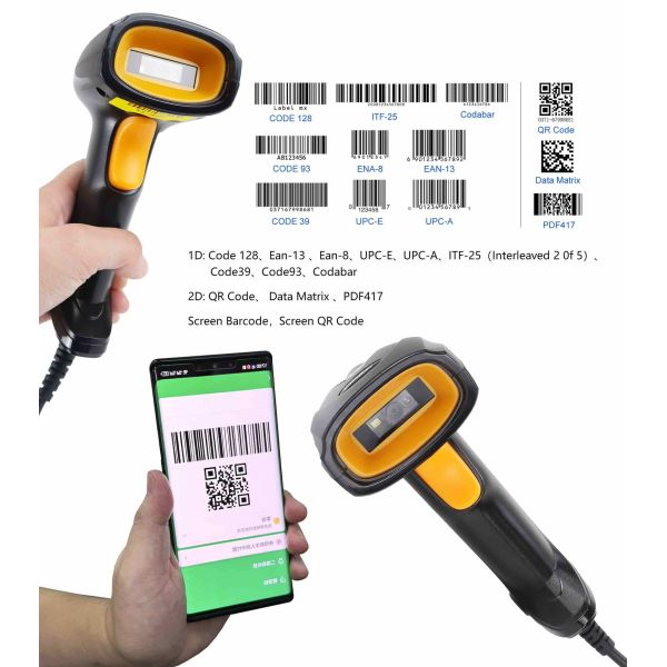 Wireless Handheld Barcode Scanner 5V Android Barcode Readers Commercial For Supermarket