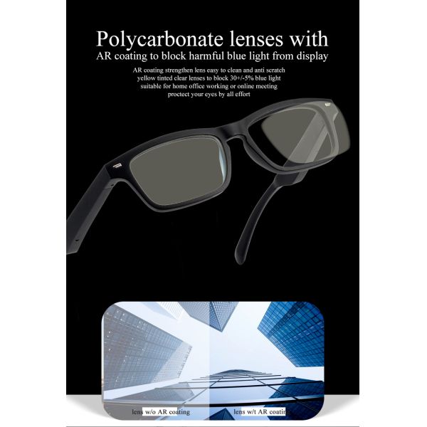 Matte Black BT5.0 Bluetooth Glasses 100mAh Magnetic Charger For IOS And Android