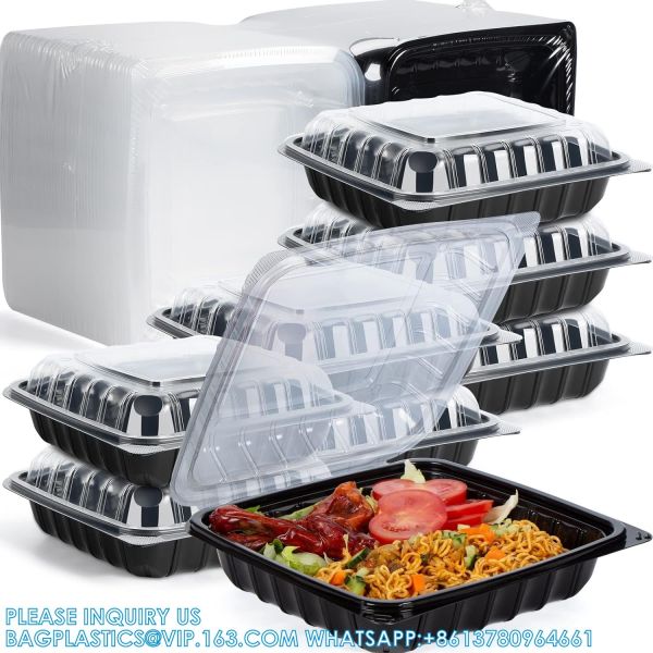 Clamshell Take Out Containers, Anti-Fog Shrink Wrap 55 Pack 6 X 6 Inch 15 Oz Meal Prep Container Microwave Free