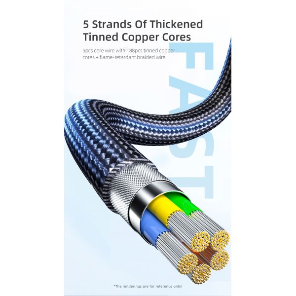 Essager 2021 Fast Charge T Shaped Type C USB Cable 5A 0.5M 1M 2M