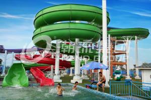 Quality Green Big Commercial Pool Water Slides For Theme Park / Backyard Water Slides Kids for sale