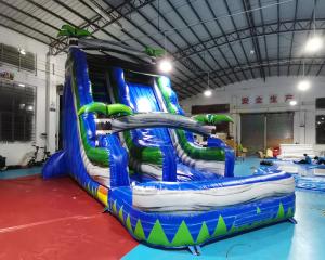 Quality Palm Tree Jumping Castles Outdoor Inflatable Water Slides With Pool for sale