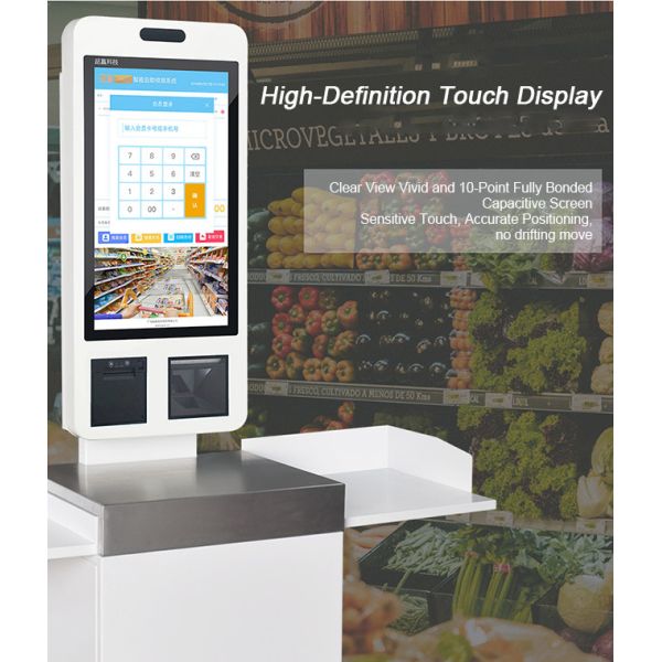 Hygienic Self Ordering Kiosk 21.5in 1920x1080 Square Self Service Kiosk