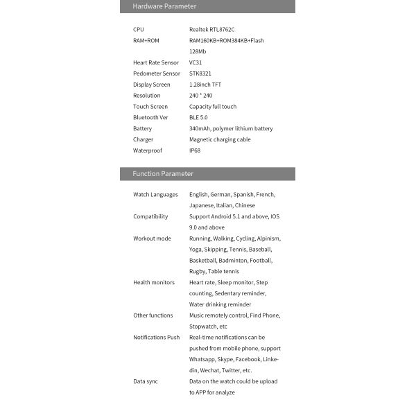 Imilab Smart Watch Fitness Tracker Heart Rate Monitor 340mAh Waterproof Screen Sleep Monitor Imilab KW66