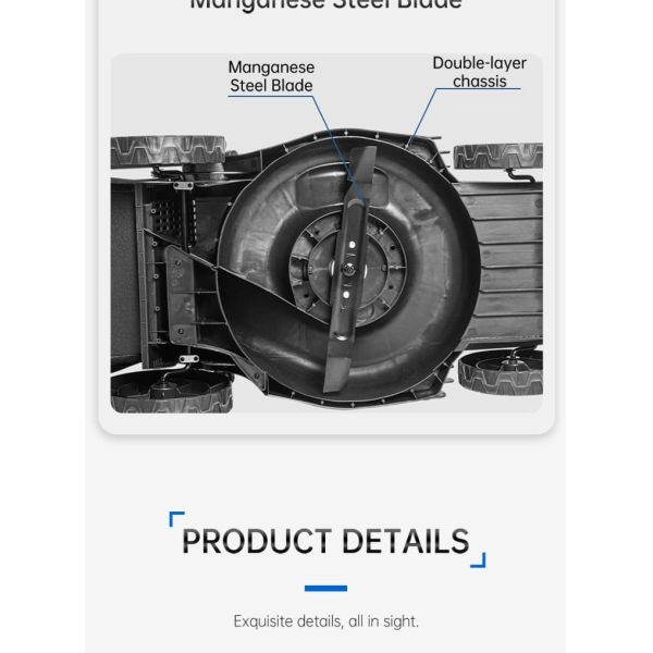 Cordless Push Electric Lawn Mower Foldable With 45L Bagger