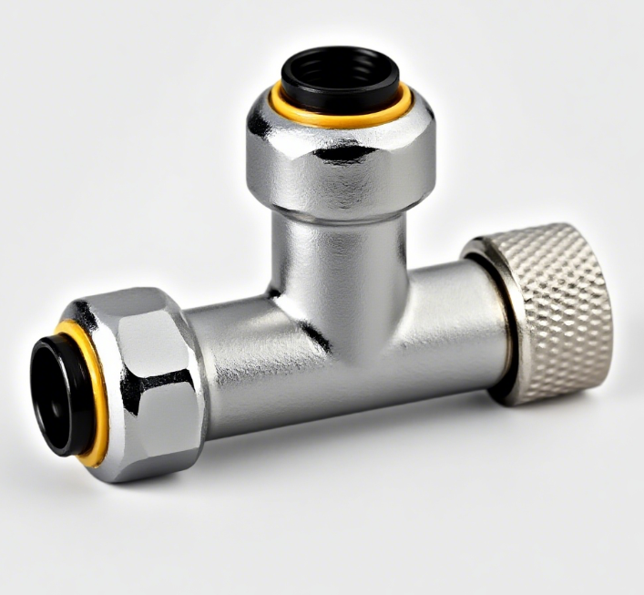Brass Push Fit Swivel Tee Connector for PEX and Copper Pipes