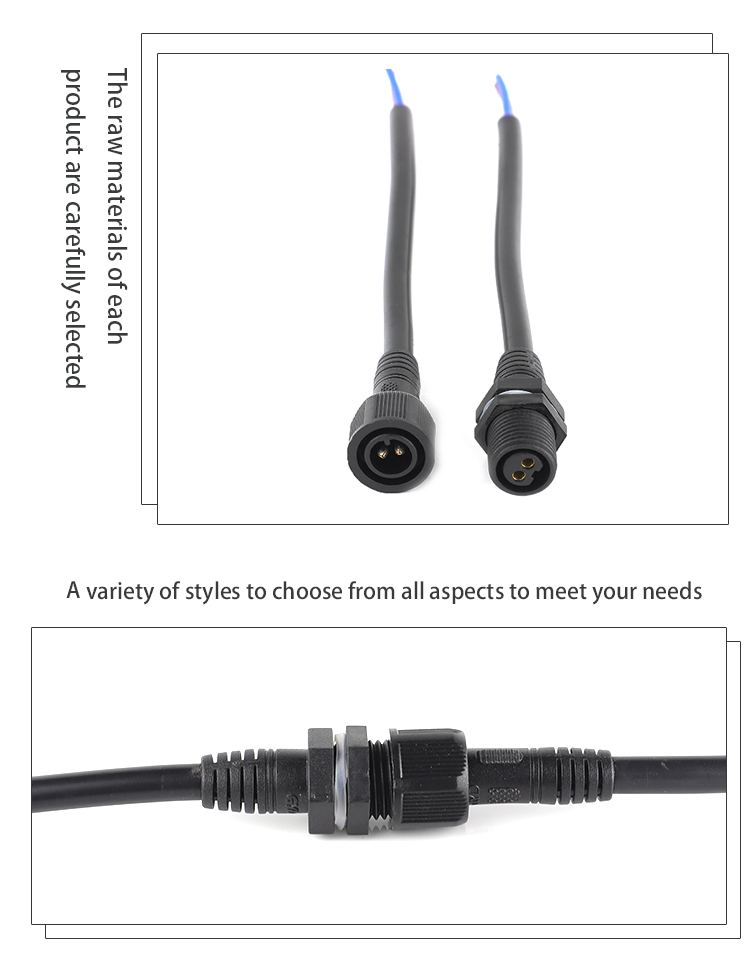 Small Male Female Waterproof Electrical Plug IP68 2 Pin To 4 Pin