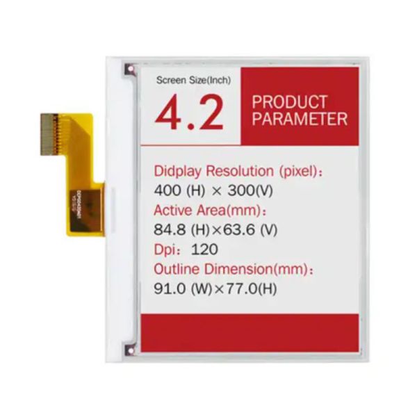 4.2 Inch Color E-Ink EPaper Display 400*300 dots For Signage Low Power Consumption Ultra-Thin Display