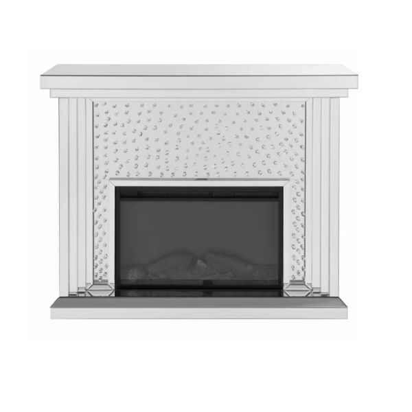 Wooden Floating Crystal Electric Mirrored Furniture Fireplace Crushed Diamond