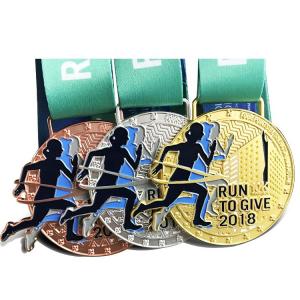 Quality Design your own sport marathon running finisher Zinc alloy medal with lanyard for sale