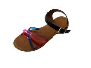 China Women TPR Outsole PVC Cross Strap Flat Summer Sandal on sale