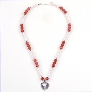 Quality Women Strawberry Quartz 5mm White Freshwater Pearl Necklace for sale