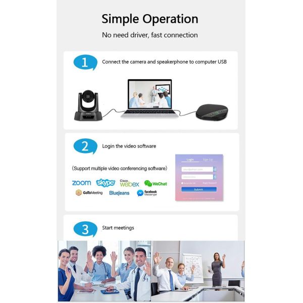 Conference System Video Conference Camera 10X Optical Zoom and Speakerphone