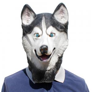 Quality Highly Simulated Rubber Animal Latex Masks , Siberian Husky Dog Mask Full Face for sale