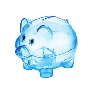 China Personalized Transparent Plastic Piggy Bank For Coins Cash Gifts on sale