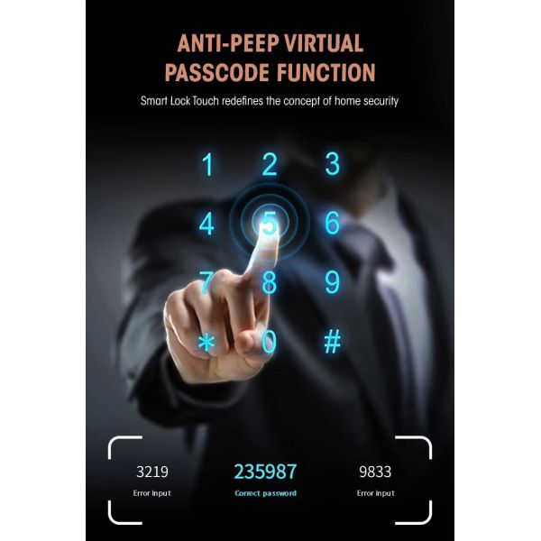 Tuya Wifi Controlled Door Lock Zinc alloy Keyless Fingerprint Door Lock Silver