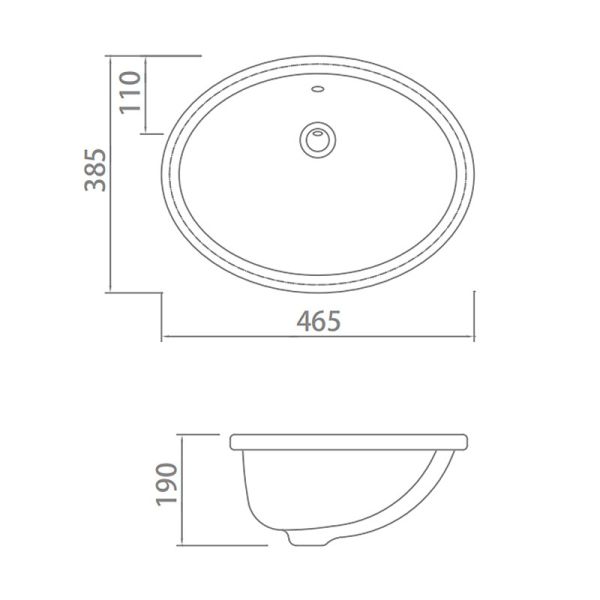 Bathroom White Ceramic Wash Basin 465x385x190mm With Overflow