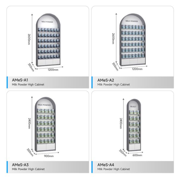 Round Edge High Cabinet Iron Powder Coated Display Cabinet for Baby Formula with Multiple Layers Mom & Baby Store Decoration