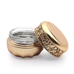 Quality Empty Luxury Glass Cosmetic Container Jar 30g 50g Gold Stamping Embossment Jar for sale