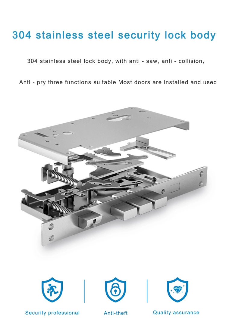 USB Port Emergency Keyless Digital Fingerprint Door Lock 304 Stainless Steel