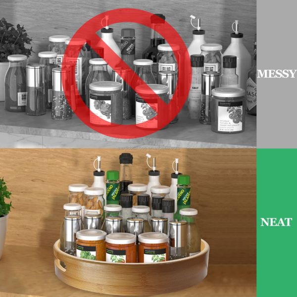 10 Inch Bamboo Lazy Susan Turntable for Kitchen Counter Top Functional and Design