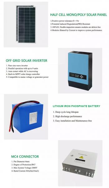 Home 2kw Off Grid Solar System Kit MPPT MC4 Complete Off Grid Solar Power Kits