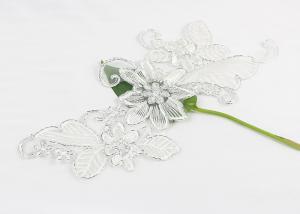 Quality Flower Embroidered Collar Lace Applique Patches For Silver Lace Wedding Dresses for sale