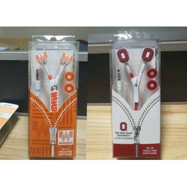 Various Color Wired In Ear Earbuds With Zipper Cord 3 . 5MM Stereo Plug