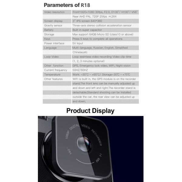 GC2053 4k WiFi Car GPS Dashboard Camera Dash Cam Looping Recorder