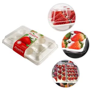 Wholesale Transparent Fresh Strawberry Packaging Container Supermarket Food