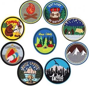 China Clothing Decoration Round Embroidery Patch Wild Flower Camp Painting on sale