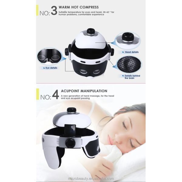 Home Use APP Control Intelligent Head Massager Head Eye Relax Built In Music Bluetooth