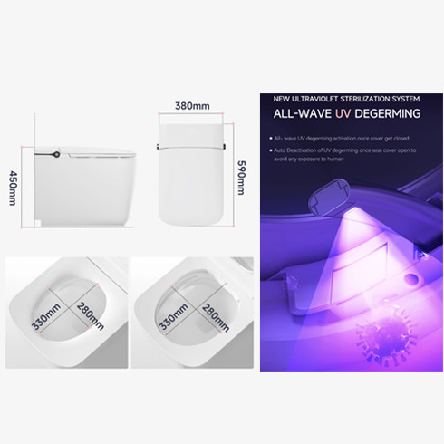 Sensor Flush One Piece Intelligent WC Bidet Commode Toilet Bowl Automatic Operation Smart Toilet With Remote Control