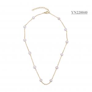 China Women's Stainless Steel Fashion Necklaces Stacked Pearl Necklace For Wedding on sale