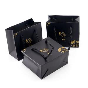 Quality Black Jewellery Paper Bag Retail Paper Shopping Bags With Handles for sale