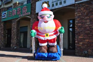 China 3m Inflatable Santa Claus Skiing Dancing Skateboarding on sale