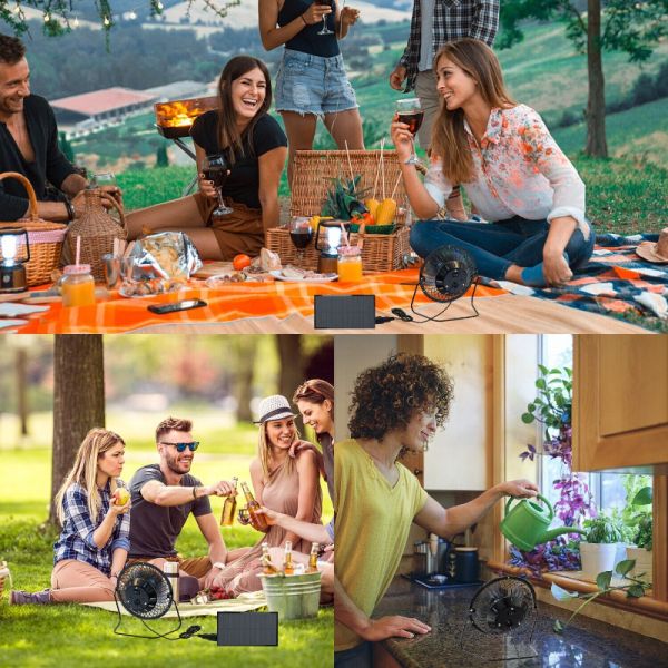 Rechargeable Fan Battery Operated Table Solar Fan Outdoor Solar Light Camp Fan