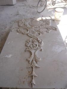 Quality Beige marble carved panel by hand for sale