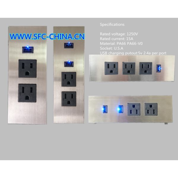 USB Charging 5v 2.4a per port Desktop Socket / Tabletop Socket /stainless steel of face