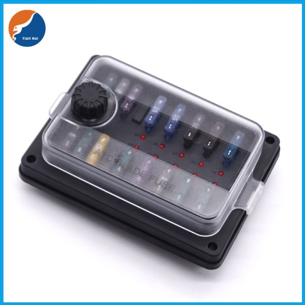 Marine Automotive Car Auto ATC ATO Blade Fuse Box Block LED Waterproof 10 Way Fuse Holder