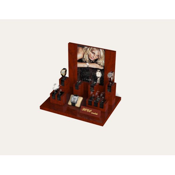 Wholesale Customzied Showcase Wood Watch Display Window Stand W/ C-ring Holder