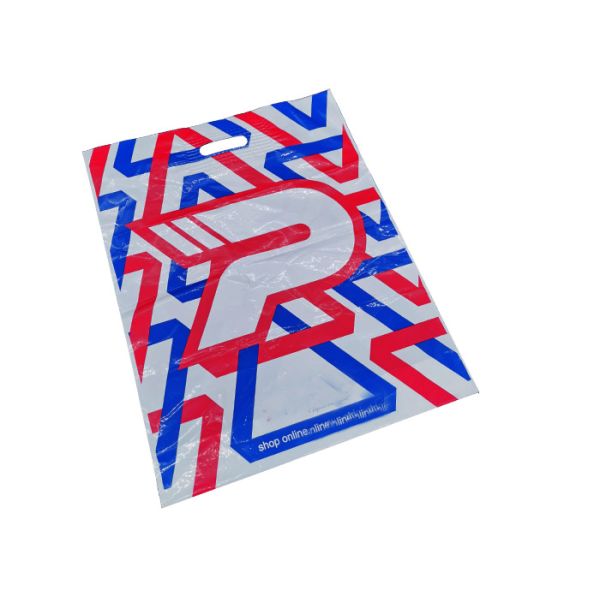 Take Out to Go Bags White Carry Out Shopping Bags Die Cut Handle Bags with Square Bottom