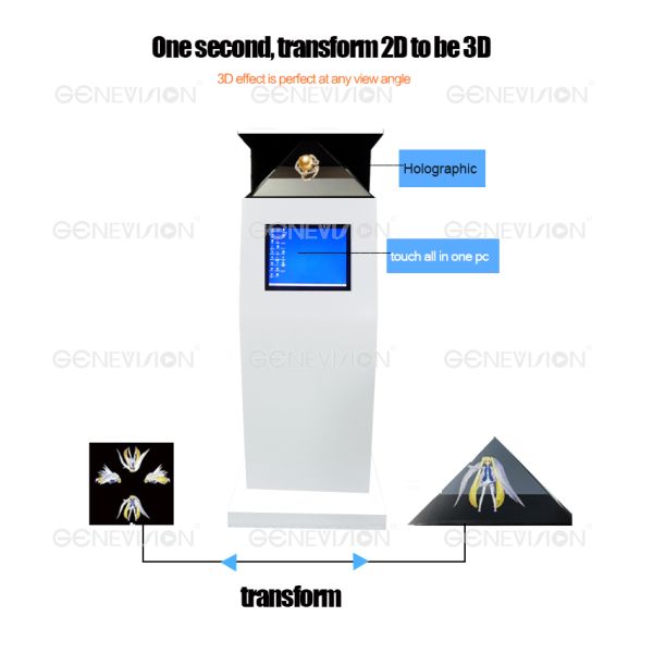 HD Virtual Projection 270 Degree Pyramid 3D Holographic Display Digital Signage Floor Standing