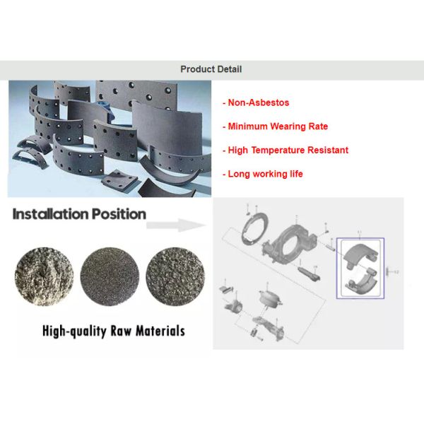 NAO Truck Trailer Rear Front Drum Brake Linings 4515 4707 With Emark Certificate