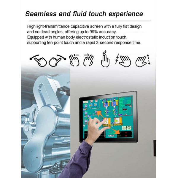 19 inch Thin Comercial Front Open Frame Embedded Ip65 All in One Workshop Wall-Mounted Touch Display