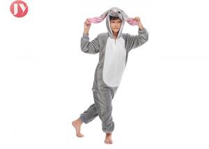 China Wholesale warm fluffy Flannel Gray rabbit with long ears Onesie Pajamas costume For Kids on sale