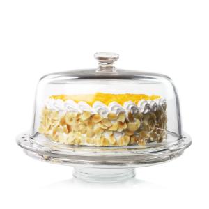 China 12-inch multifunctional European glass cake stand with dome is suitable for Home kitchen and dining room on sale