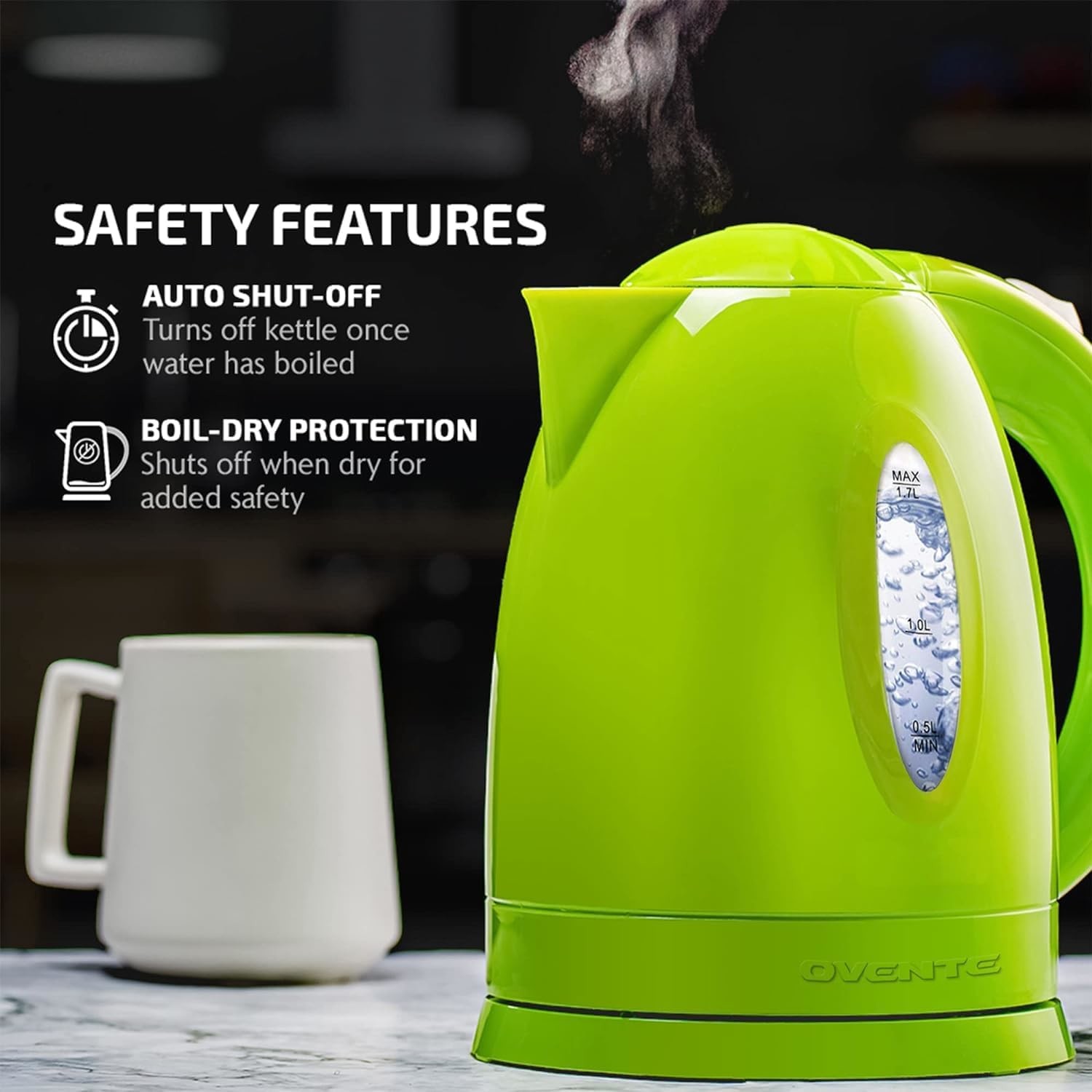 Stylish Electric Kettle BPA Free Fast Boiling Water Warmer Auto Shut Off Instant Boiler
