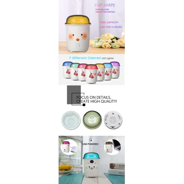Small Cup Shaped 3MHZ 70ML Electronic Aroma Diffuser