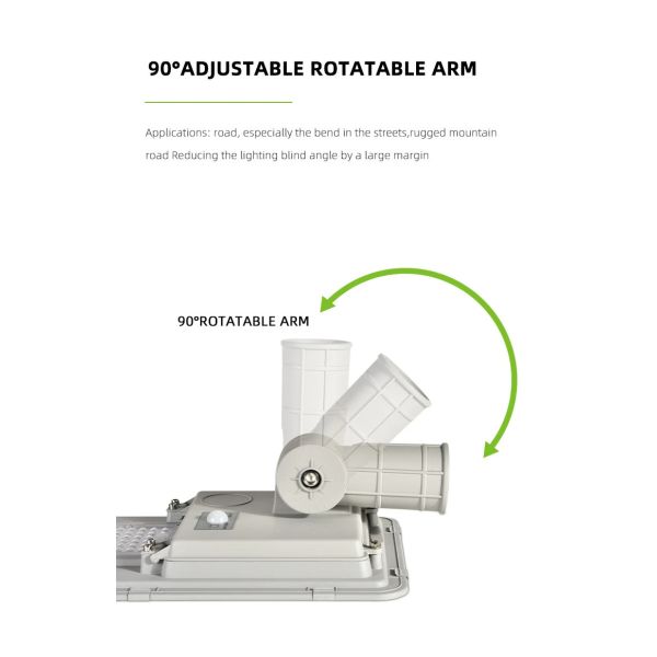 All In One Solar Street Light with Adjustable Lamp Arm Die-Casting Aluminum and LiFePO4 Battery